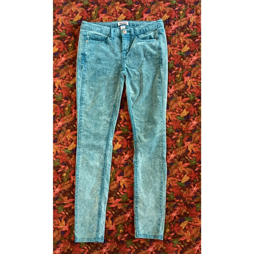 MUDD ACID WASHED SKINNY CORDUROY JEANS JR SZ 5-INDIAN TEAL- EUC womans pants